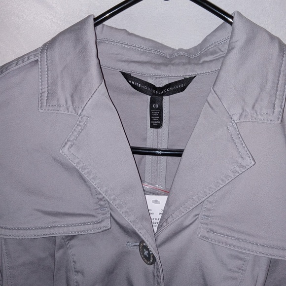 NWT White House Black Market Casual Short Chrome Color Trench Jacket Size 00 - Picture 9 of 16